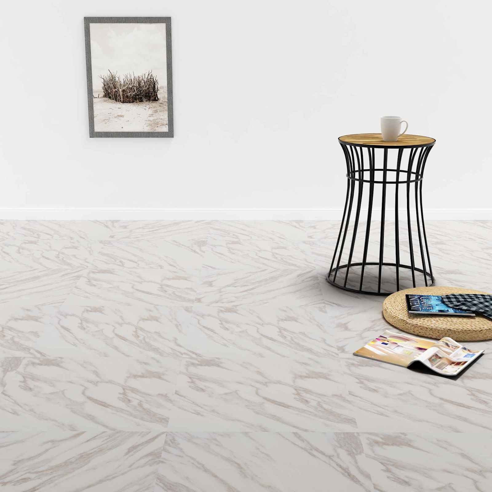 Vloerplanken 5,11 m² 55 pcs PVC Wit Marmer is nu te koop bij PeponiXL, paradijselijk wonen!