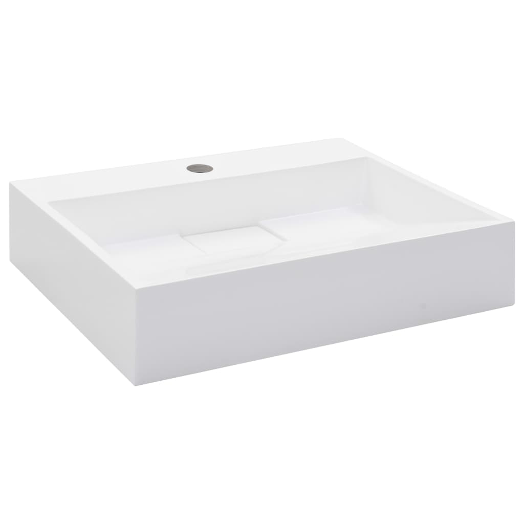 Wastafel 50x38x13 cm mineraal gegoten/marmer gegoten wit is nu te koop bij PeponiXL, paradijselijk wonen!