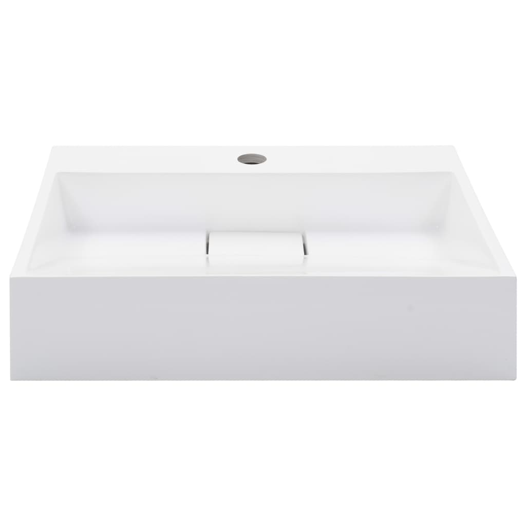 Wastafel 50x38x13 cm mineraal gegoten/marmer gegoten wit is nu te koop bij PeponiXL, paradijselijk wonen!