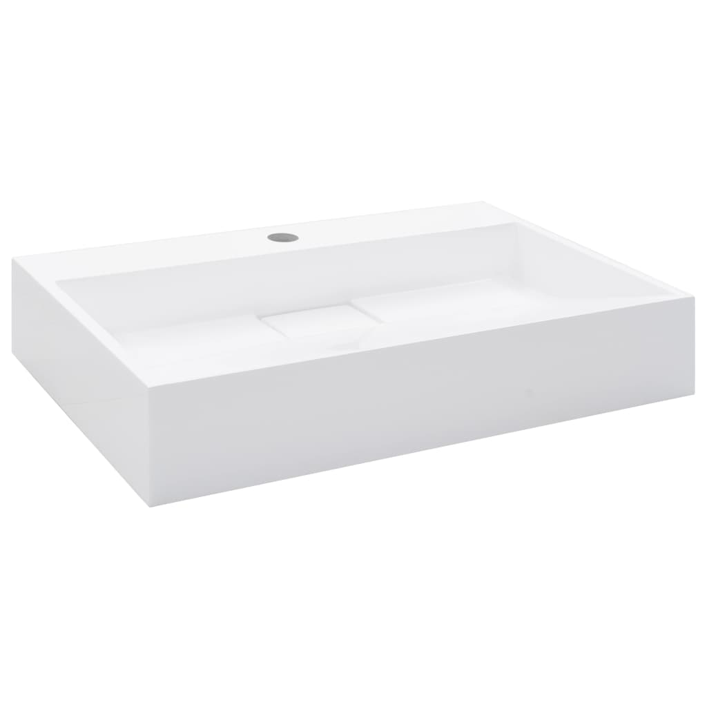 Wastafel 60x38x11 cm mineraal gegoten/marmer gegoten wit is nu te koop bij PeponiXL, paradijselijk wonen!