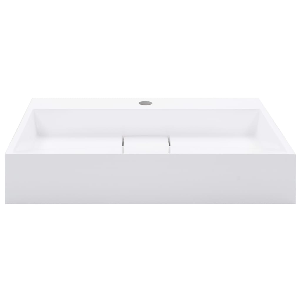 Wastafel 60x38x11 cm mineraal gegoten/marmer gegoten wit is nu te koop bij PeponiXL, paradijselijk wonen!