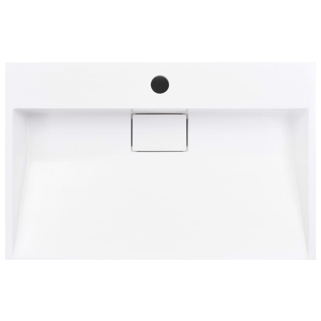 Wastafel 60x38x11 cm mineraal gegoten/marmer gegoten wit is nu te koop bij PeponiXL, paradijselijk wonen!