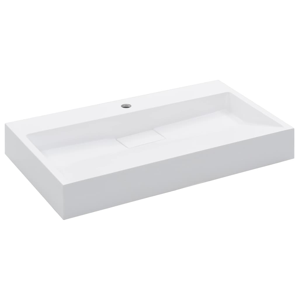 Wastafel 80x46x11 cm mineraal gegoten/marmer gegoten wit is nu te koop bij PeponiXL, paradijselijk wonen!