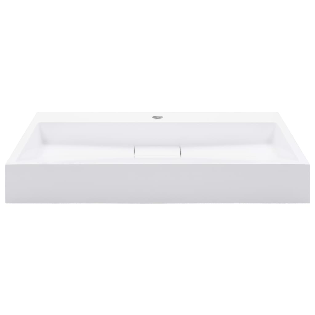 Wastafel 80x46x11 cm mineraal gegoten/marmer gegoten wit is nu te koop bij PeponiXL, paradijselijk wonen!