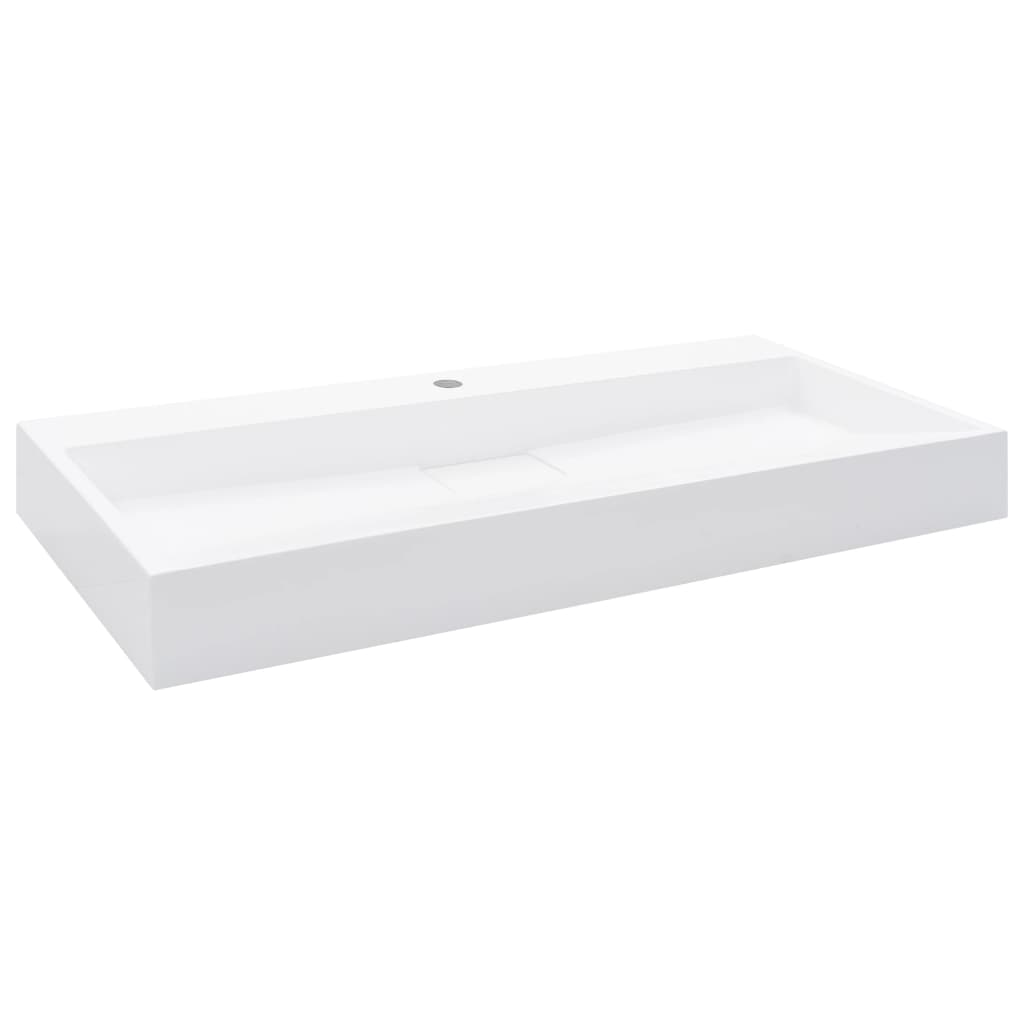 Wastafel 100x46x11 cm mineraal gegoten/marmer gegoten wit is nu te koop bij PeponiXL, paradijselijk wonen!