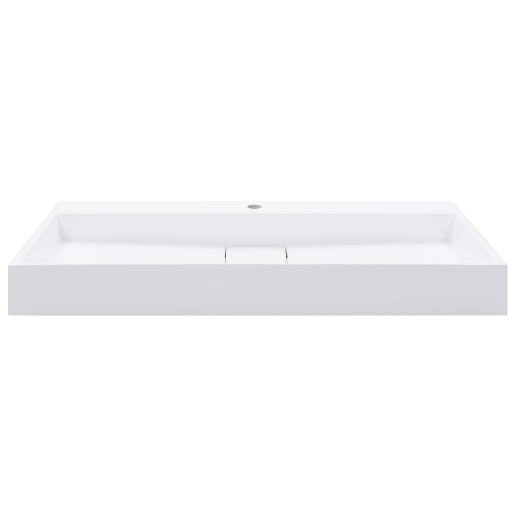 Wastafel 100x46x11 cm mineraal gegoten/marmer gegoten wit is nu te koop bij PeponiXL, paradijselijk wonen!