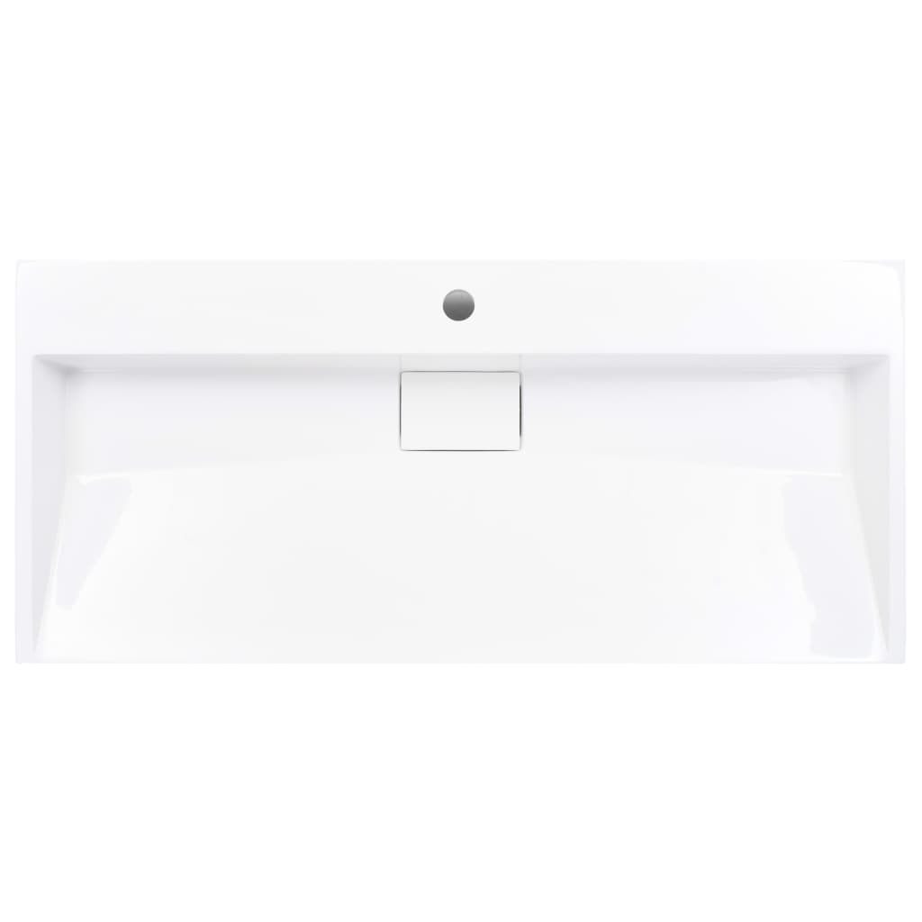 Wastafel 100x46x11 cm mineraal gegoten/marmer gegoten wit is nu te koop bij PeponiXL, paradijselijk wonen!