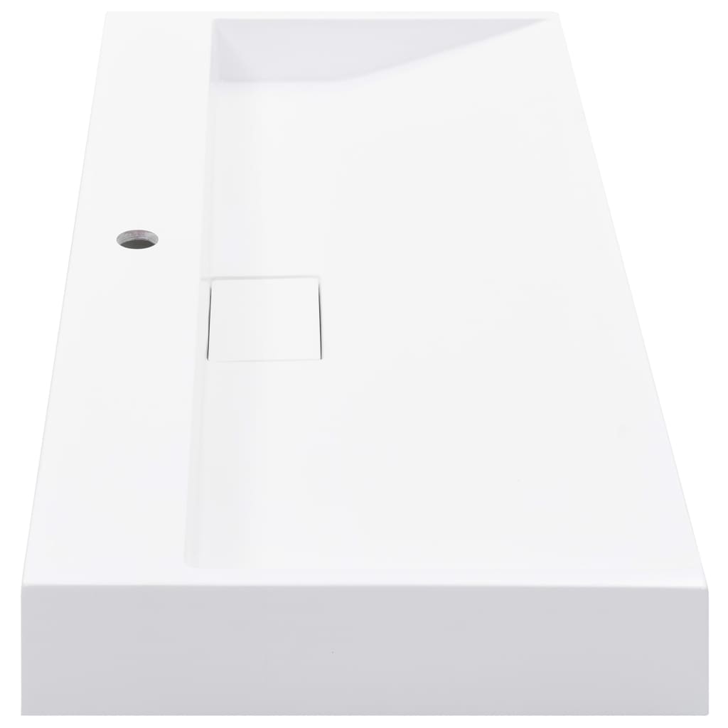 Wastafel 100x46x11 cm mineraal gegoten/marmer gegoten wit is nu te koop bij PeponiXL, paradijselijk wonen!