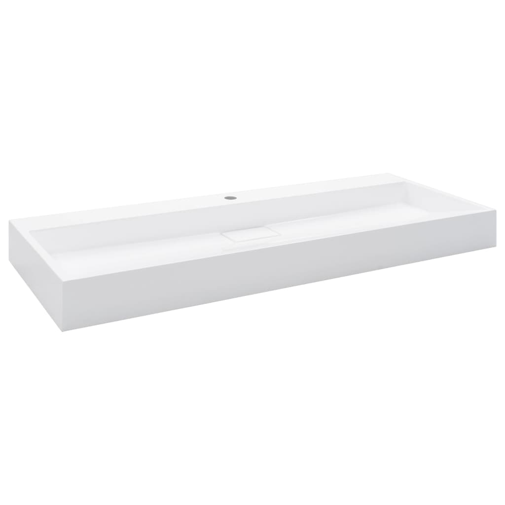 Wastafel 120x46x11 cm mineraal gegoten/marmer gegoten wit is nu te koop bij PeponiXL, paradijselijk wonen!