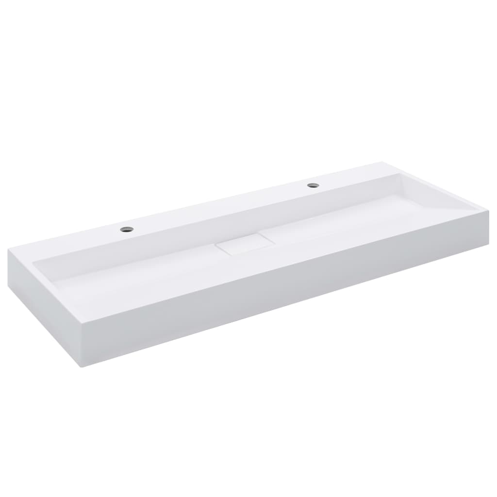 Wastafel 120x46x11 cm mineraal gegoten/marmer gegoten wit is nu te koop bij PeponiXL, paradijselijk wonen!