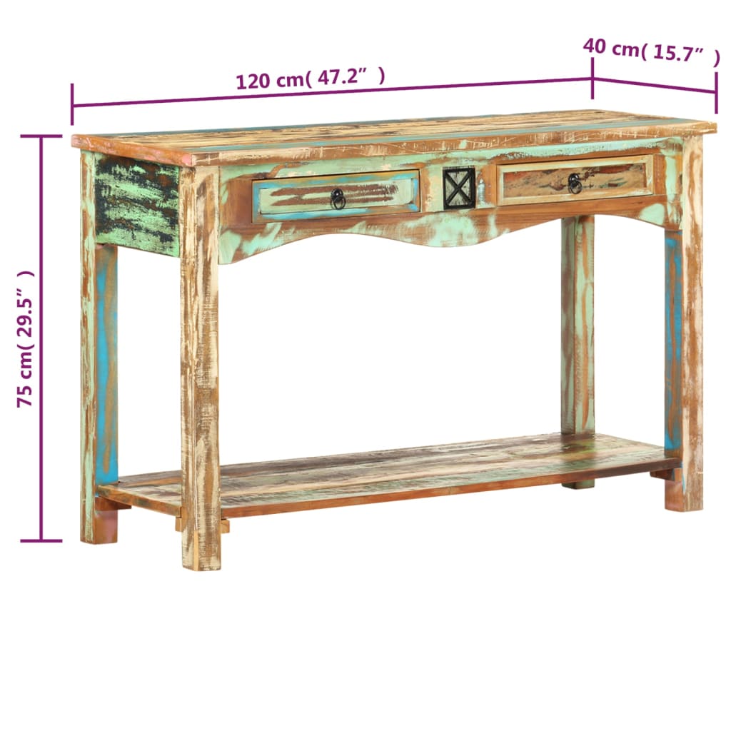 Wandtafel 120x40x75 cm massief gerecycled hout is nu te koop bij PeponiXL, paradijselijk wonen!