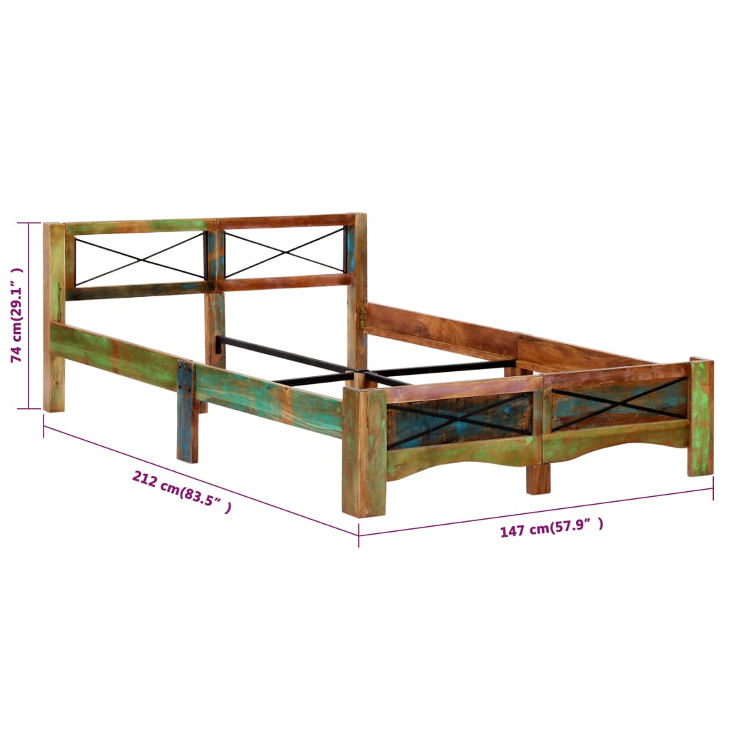 Bedframe massief gerecycled hout 140x200 cm is nu te koop bij PeponiXL, paradijselijk wonen!
