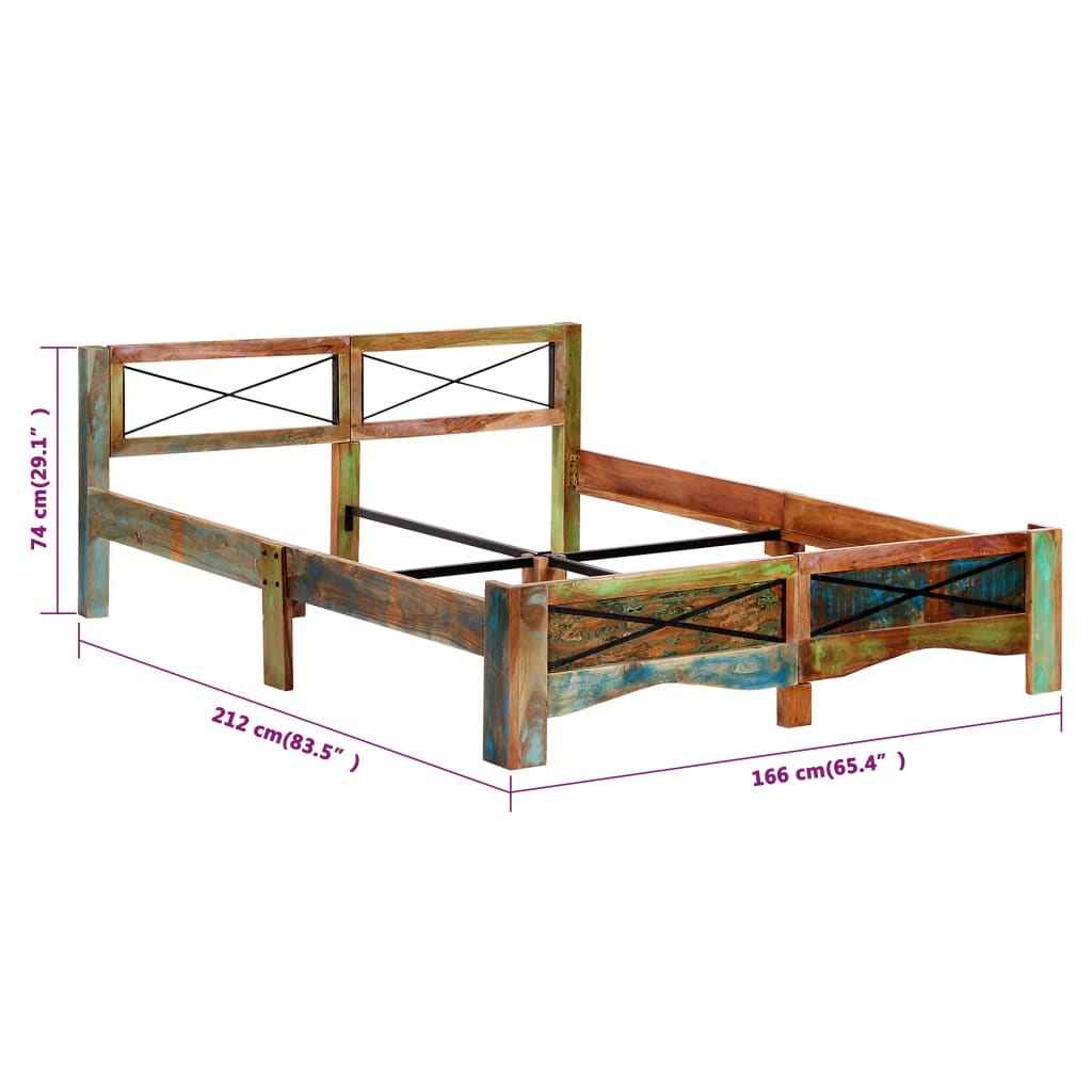 Bedframe massief gerecycled hout 160x200 cm is nu te koop bij PeponiXL, paradijselijk wonen!