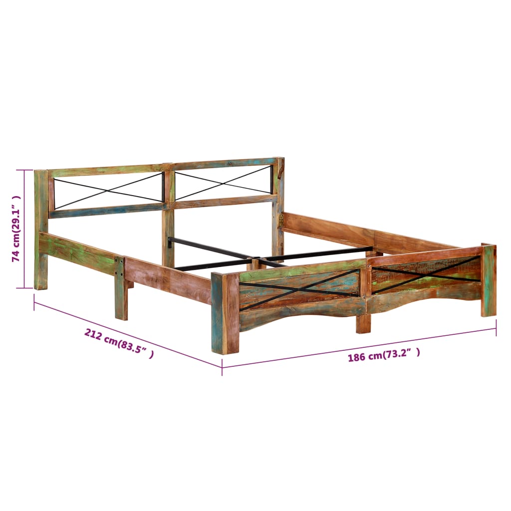 Bedframe massief gerecycled hout 180x200 cm is nu te koop bij PeponiXL, paradijselijk wonen!
