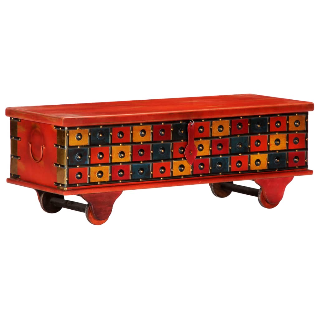 Opbergkist 110x40x40 cm massief acaciahout rood is nu te koop bij PeponiXL, paradijselijk wonen!
