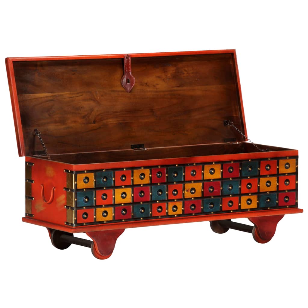 Opbergkist 110x40x40 cm massief acaciahout rood is nu te koop bij PeponiXL, paradijselijk wonen!
