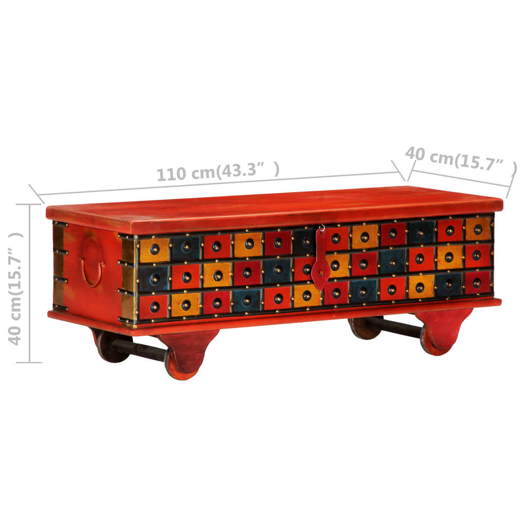 Opbergkist 110x40x40 cm massief acaciahout rood is nu te koop bij PeponiXL, paradijselijk wonen!