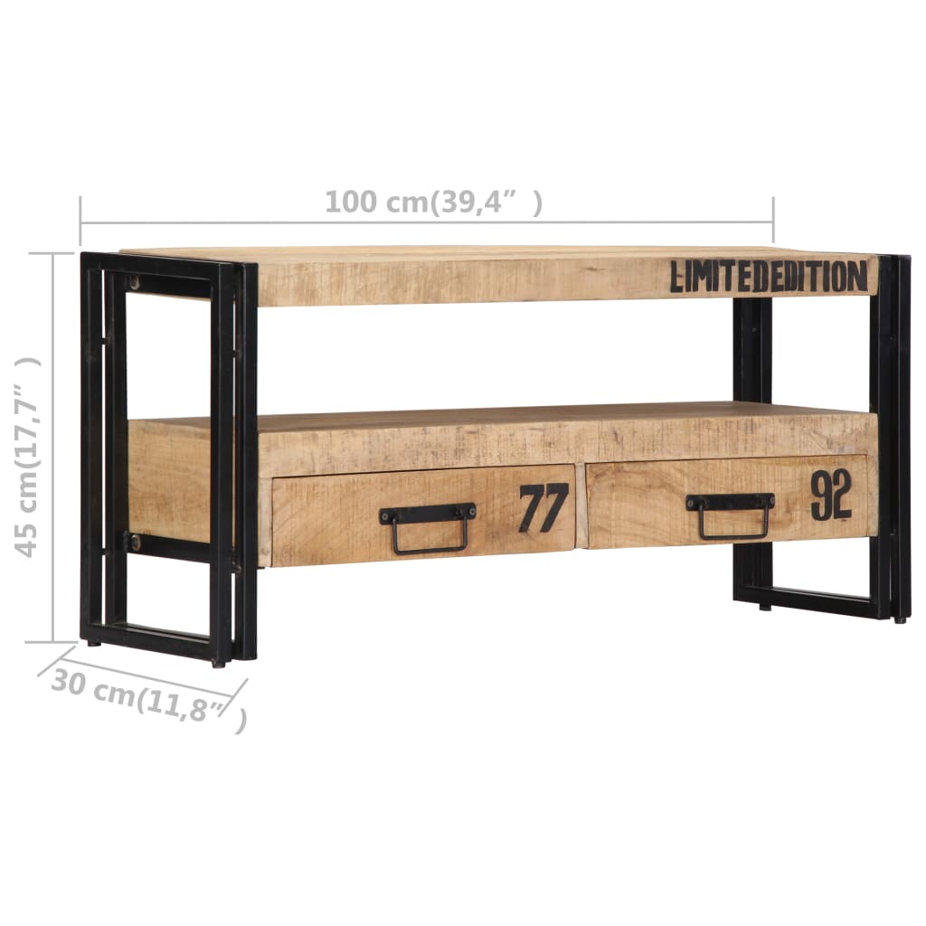 Tv-meubel 100x30x45 cm massief mangohout is nu te koop bij PeponiXL, paradijselijk wonen!
