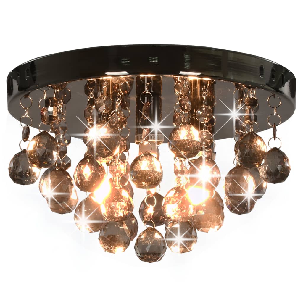 Plafondlamp met smoky kralen rond G9 zwart is nu te koop bij PeponiXL, paradijselijk wonen!