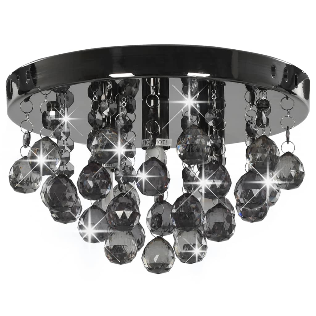 Plafondlamp met smoky kralen rond G9 zwart is nu te koop bij PeponiXL, paradijselijk wonen!