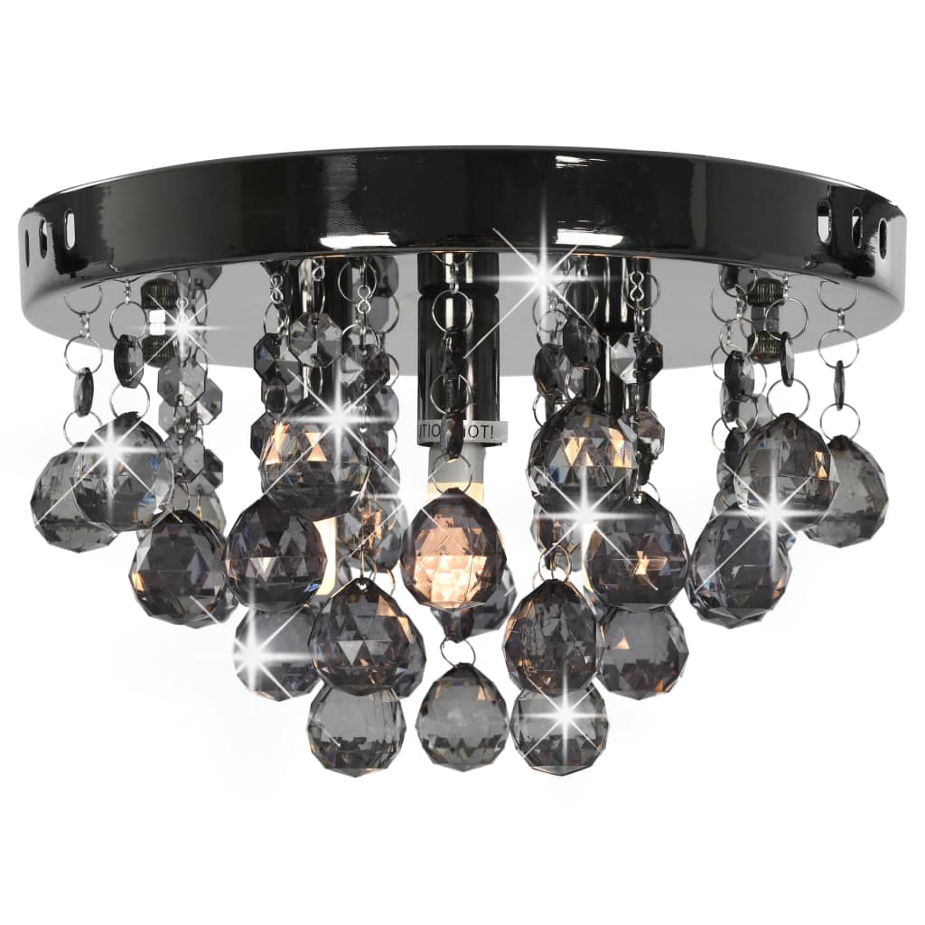 Plafondlamp met smoky kralen rond G9 zwart is nu te koop bij PeponiXL, paradijselijk wonen!