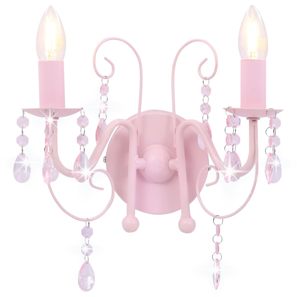 Wandlamp met kralen 2 x E14 roze is nu te koop bij PeponiXL, paradijselijk wonen!