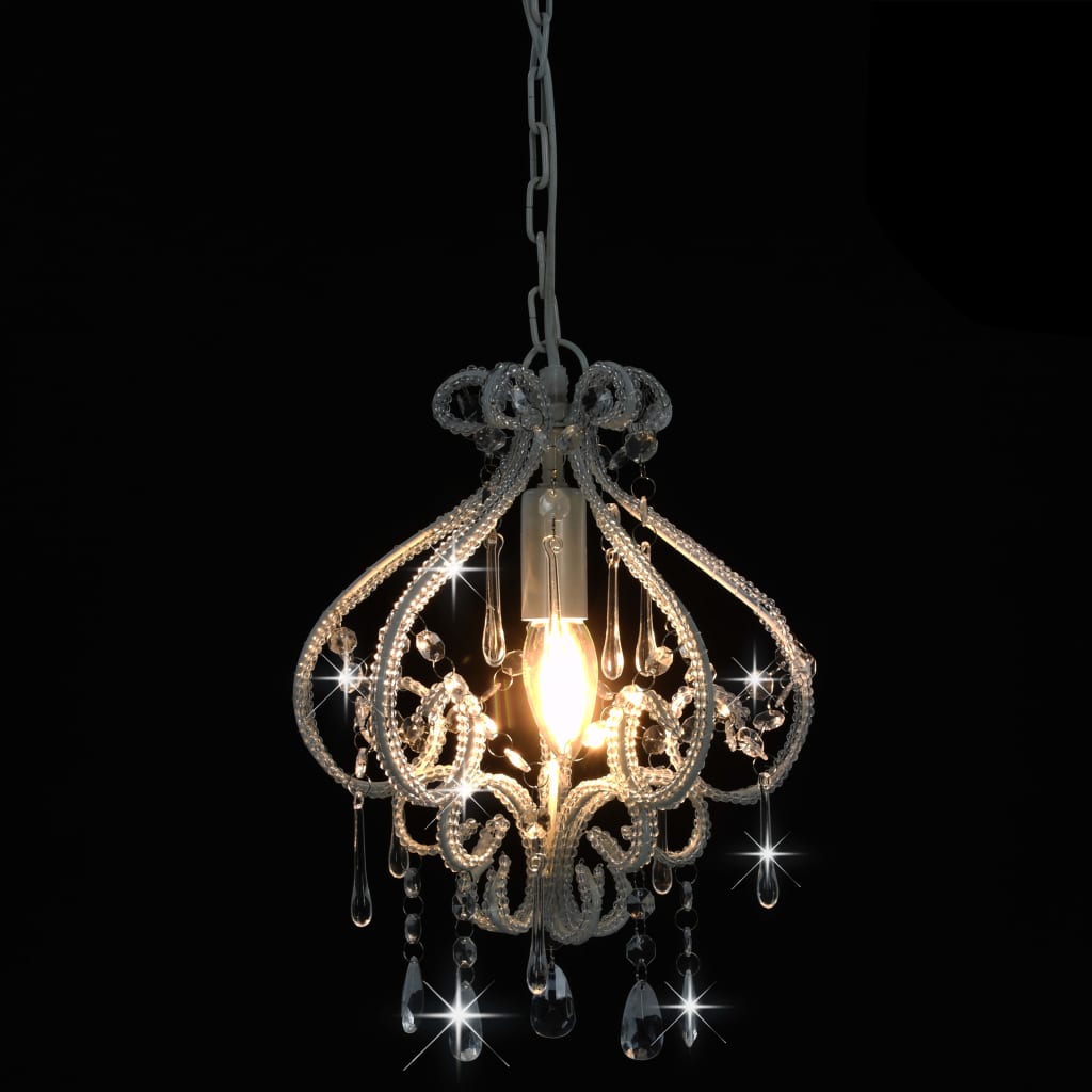 Plafondlamp met kralen rond E14 wit is nu te koop bij PeponiXL, paradijselijk wonen!