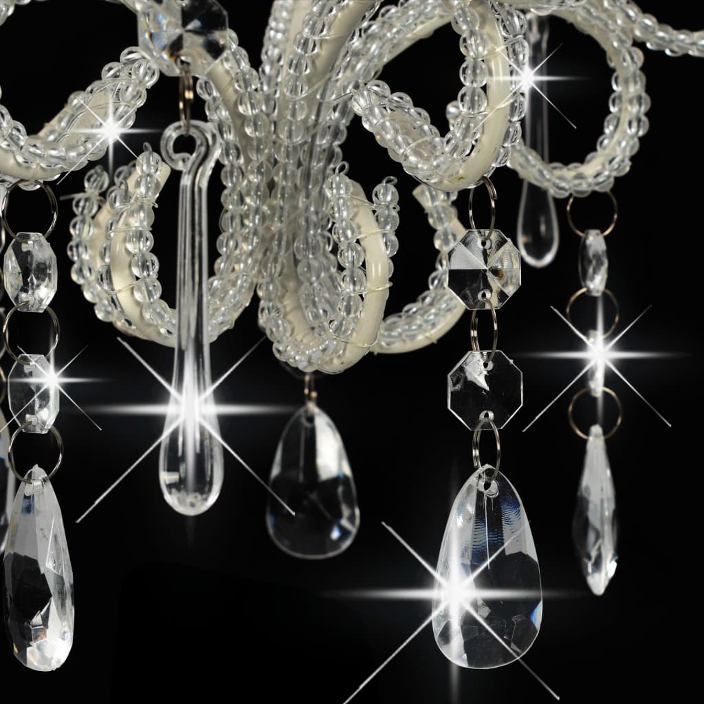 Plafondlamp met kralen rond E14 wit is nu te koop bij PeponiXL, paradijselijk wonen!