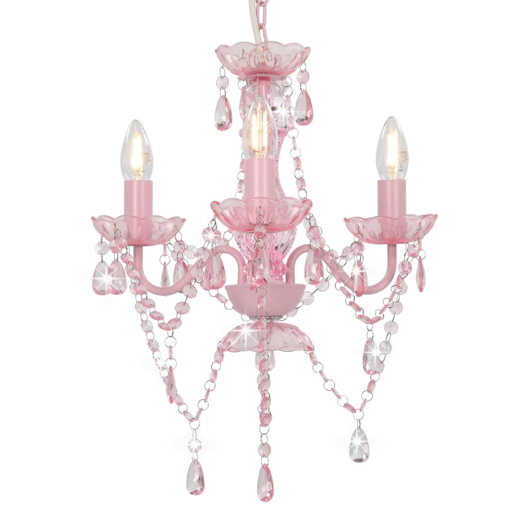 Kroonluchter met kralen rond 3xE14 roze is nu te koop bij PeponiXL, paradijselijk wonen!