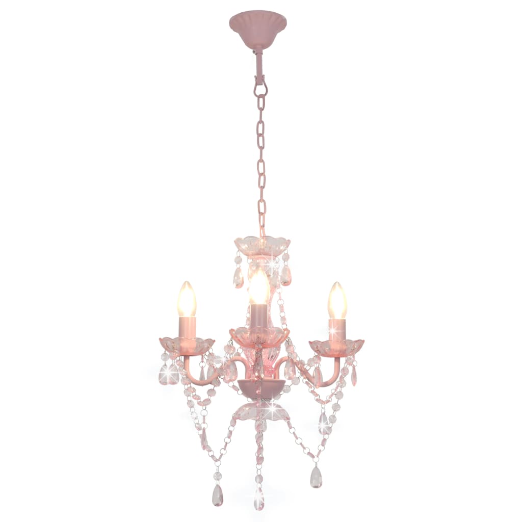 Kroonluchter met kralen rond 3xE14 roze is nu te koop bij PeponiXL, paradijselijk wonen!