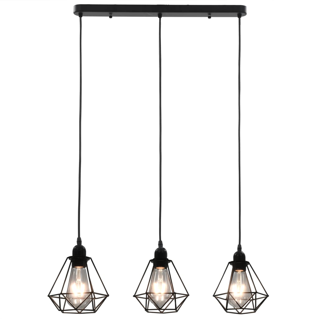 Plafondlamp met diamantvormig 3xE27 zwart is nu te koop bij PeponiXL, paradijselijk wonen!