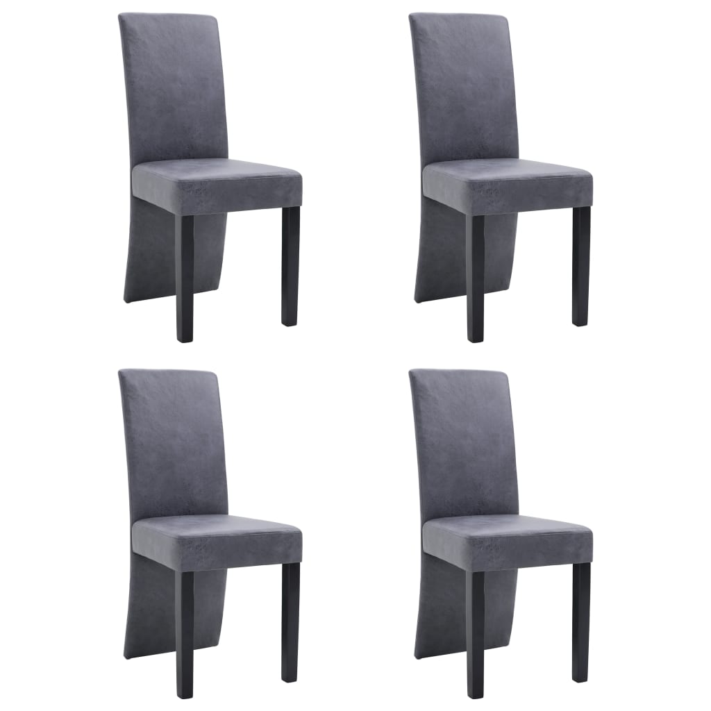 Eetkamerstoelen 4 st kunstsuède grijs is nu te koop bij PeponiXL, paradijselijk wonen!