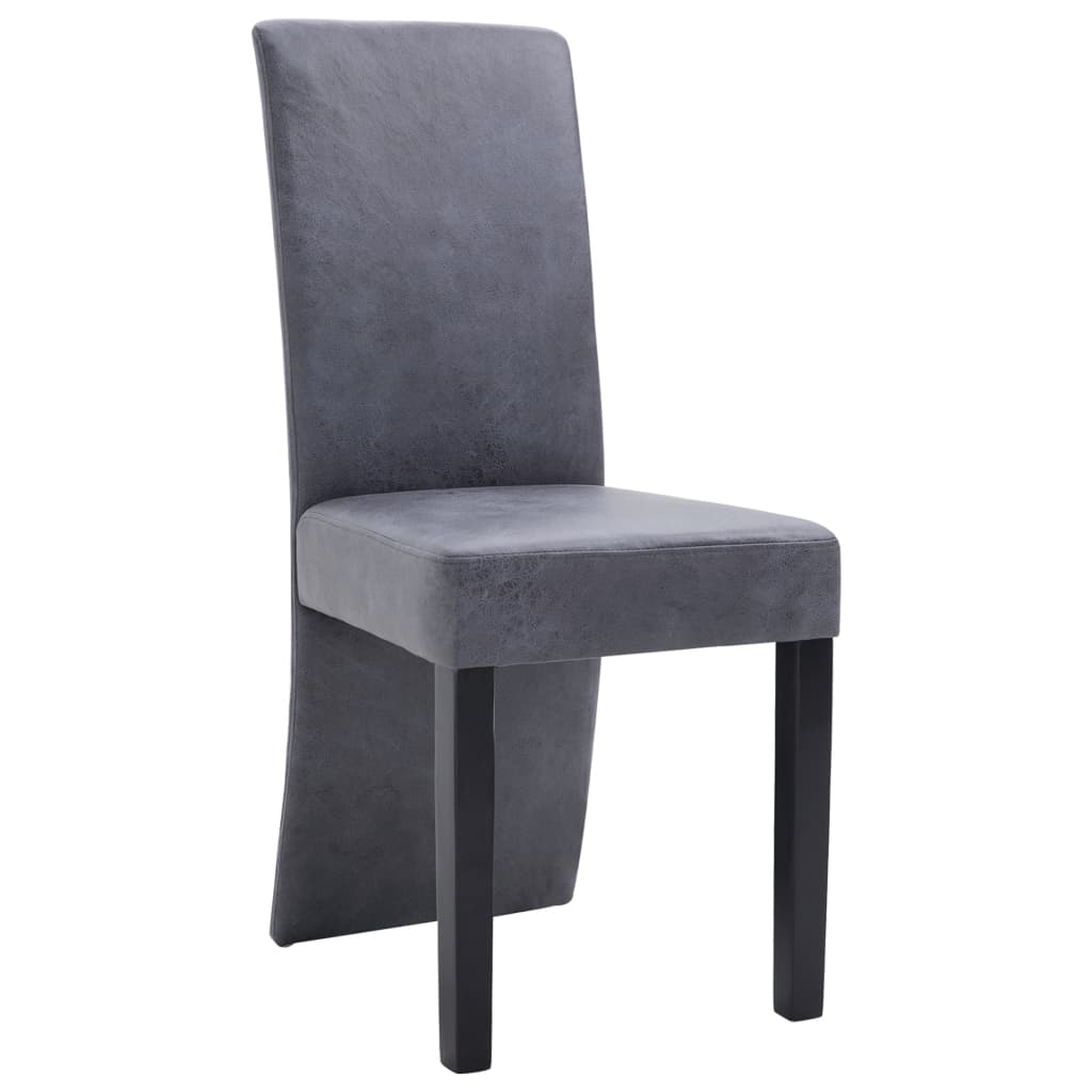 Eetkamerstoelen 4 st kunstsuède grijs is nu te koop bij PeponiXL, paradijselijk wonen!