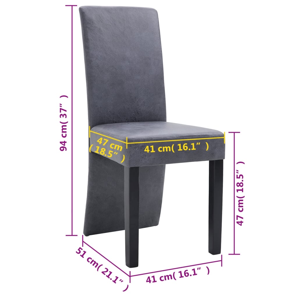 Eetkamerstoelen 4 st kunstsuède grijs is nu te koop bij PeponiXL, paradijselijk wonen!
