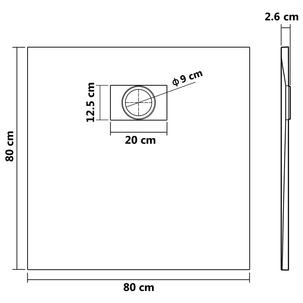 Douchebak 80x80 cm SMC zwart is nu te koop bij PeponiXL, paradijselijk wonen!