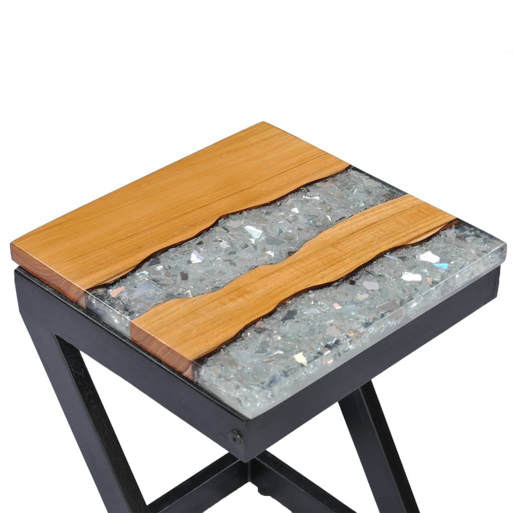 Salontafel 30x30x50 cm massief teakhout en polyresin is nu te koop bij PeponiXL, paradijselijk wonen!