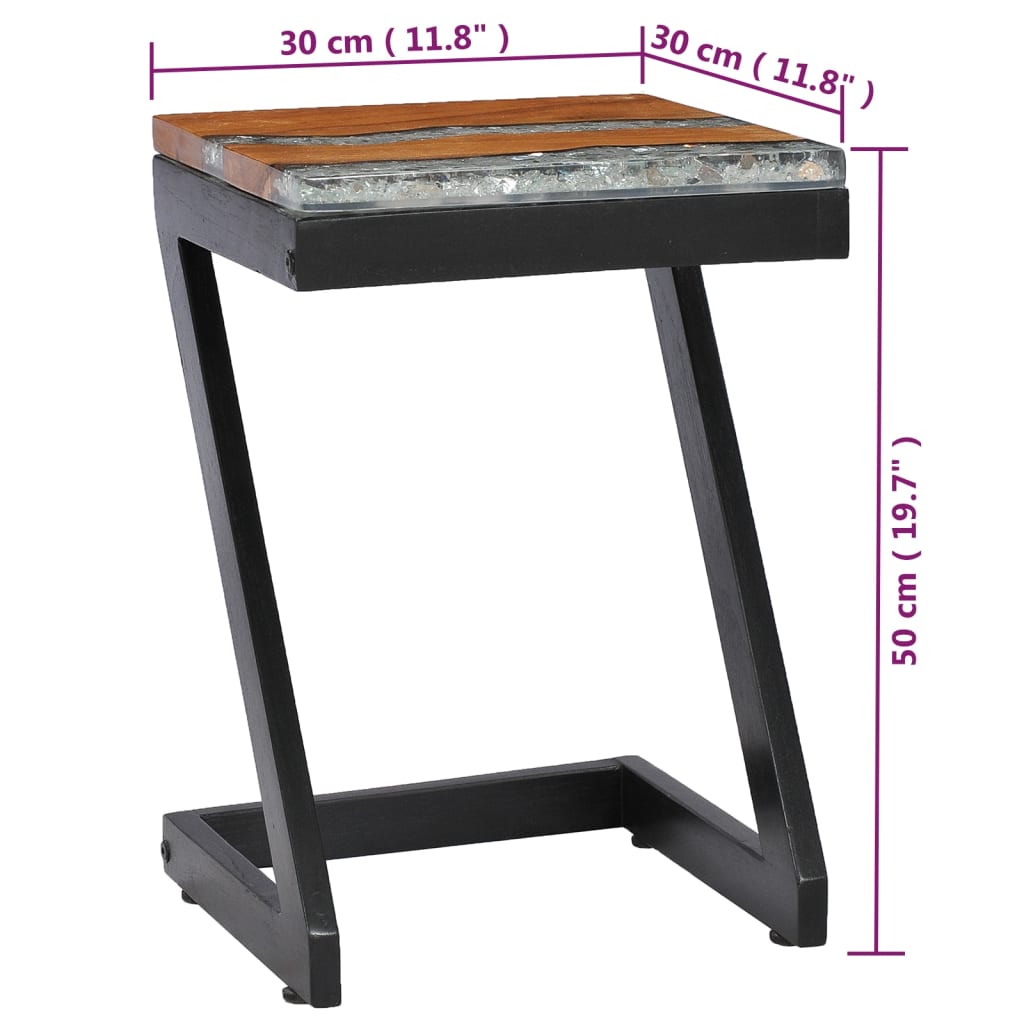 Salontafel 30x30x50 cm massief teakhout en polyresin is nu te koop bij PeponiXL, paradijselijk wonen!
