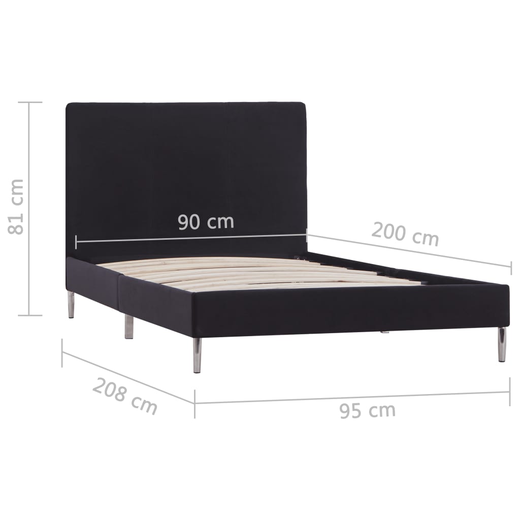 Bedframe stof zwart 90x200 cm is nu te koop bij PeponiXL, paradijselijk wonen!