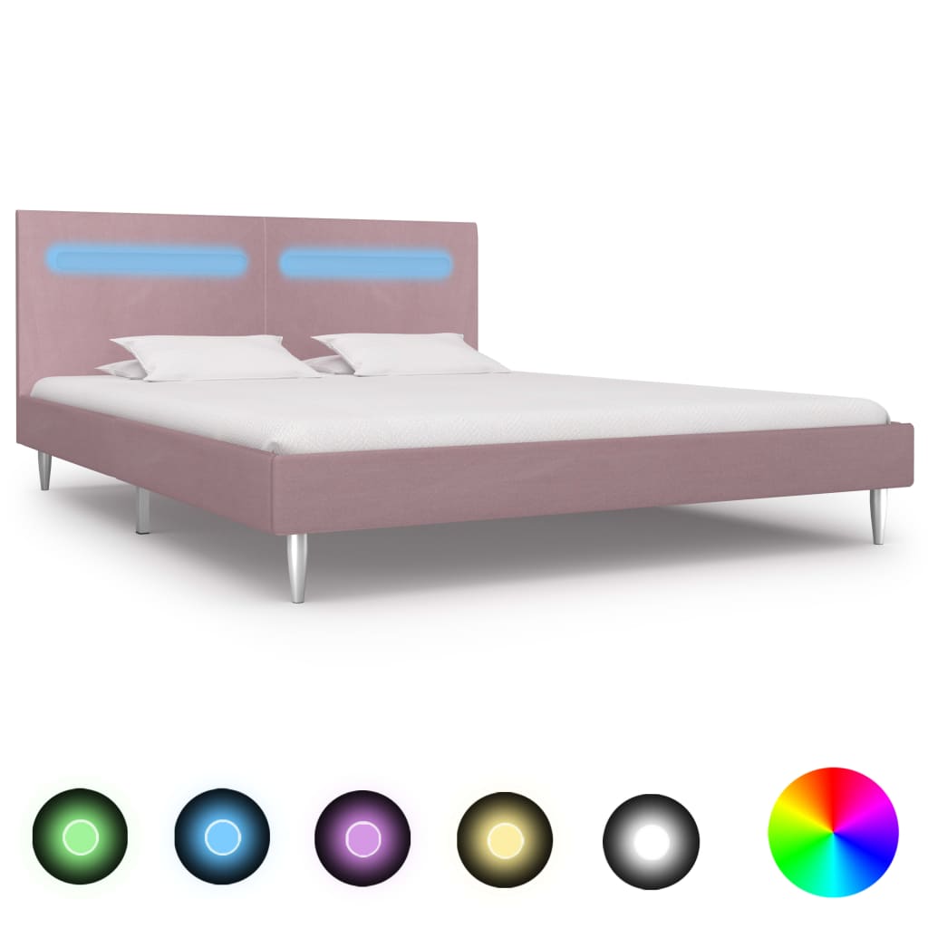 Bedframe met LED stof roze 180x200 cm is nu te koop bij PeponiXL, paradijselijk wonen!
