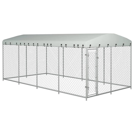 Hondenkennel voor buiten met dak 7,6x3,8x2,3 m is nu te koop bij PeponiXL, paradijselijk wonen!