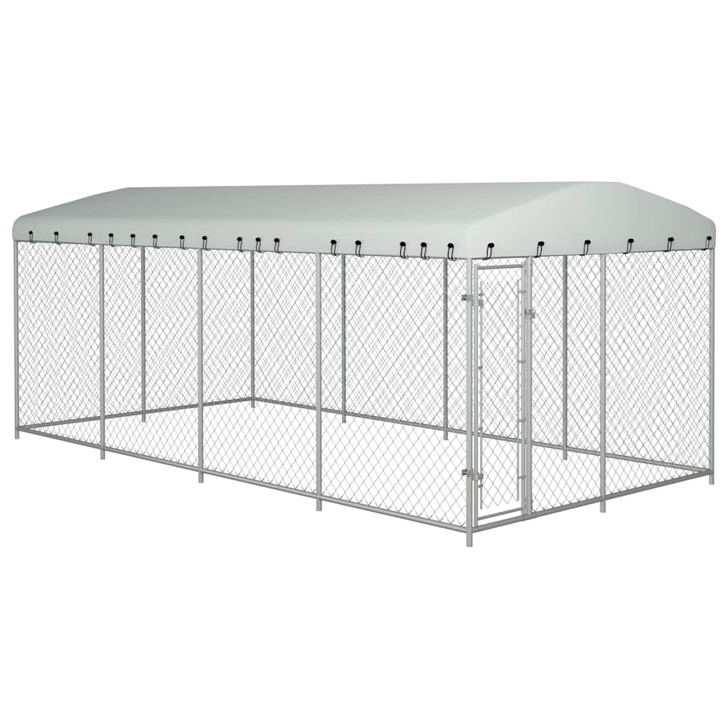 Hondenkennel voor buiten met dak 7,6x3,8x2,3 m is nu te koop bij PeponiXL, paradijselijk wonen!