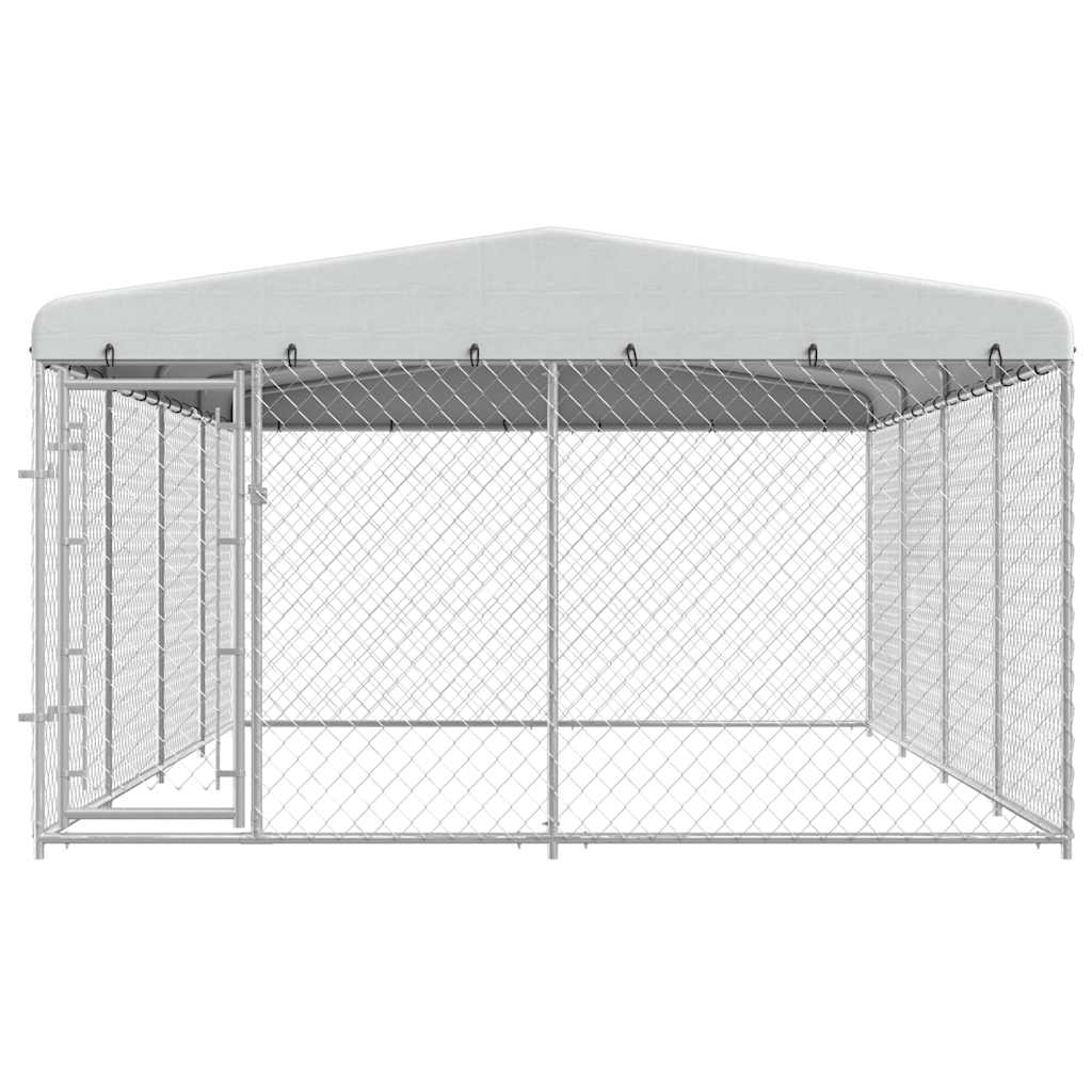 Hondenkennel voor buiten met dak 7,6x3,8x2,3 m is nu te koop bij PeponiXL, paradijselijk wonen!