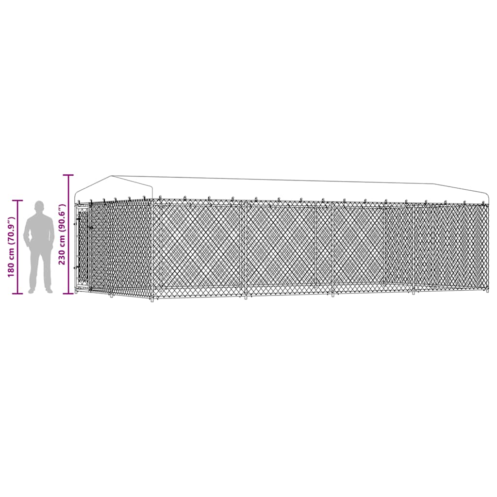 Hondenkennel voor buiten met dak 7,6x3,8x2,3 m is nu te koop bij PeponiXL, paradijselijk wonen!