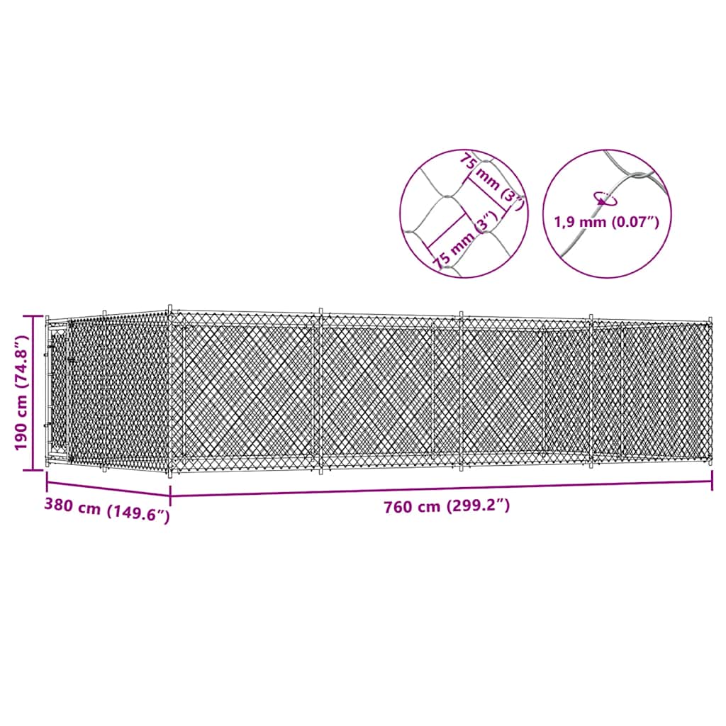 Hondenkennel voor buiten 7,6x3,8x1,9 m is nu te koop bij PeponiXL, paradijselijk wonen!