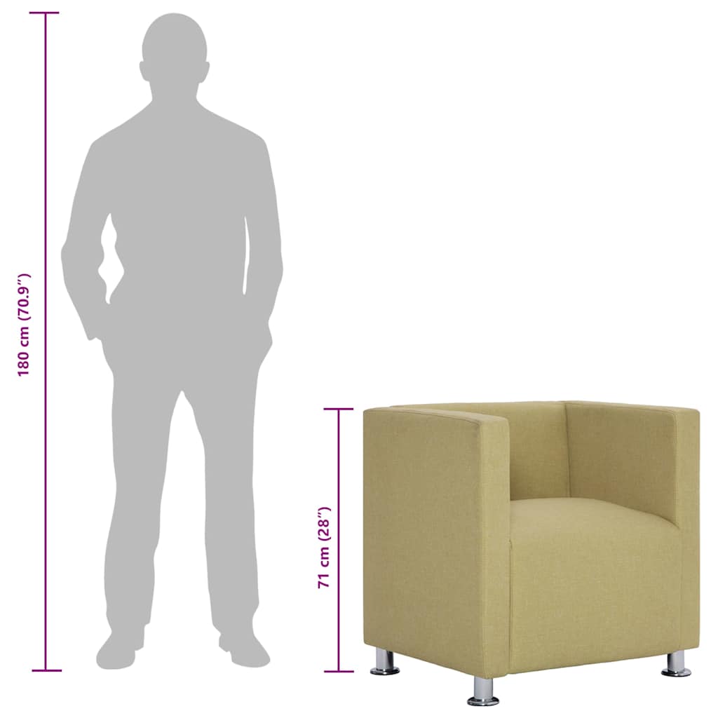 Fauteuil kubus stof groen is nu te koop bij PeponiXL, paradijselijk wonen!
