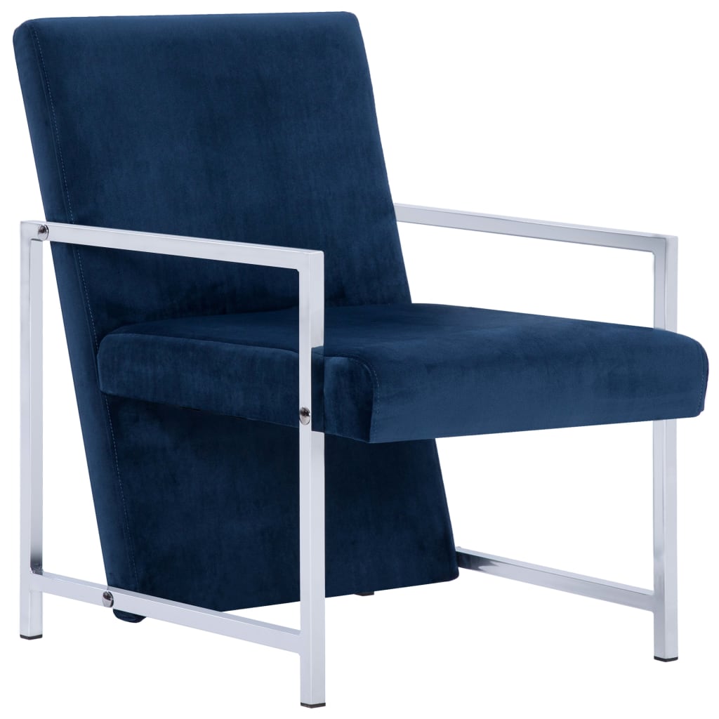 Fauteuil met chromen poten fluweel blauw is nu te koop bij PeponiXL, paradijselijk wonen!