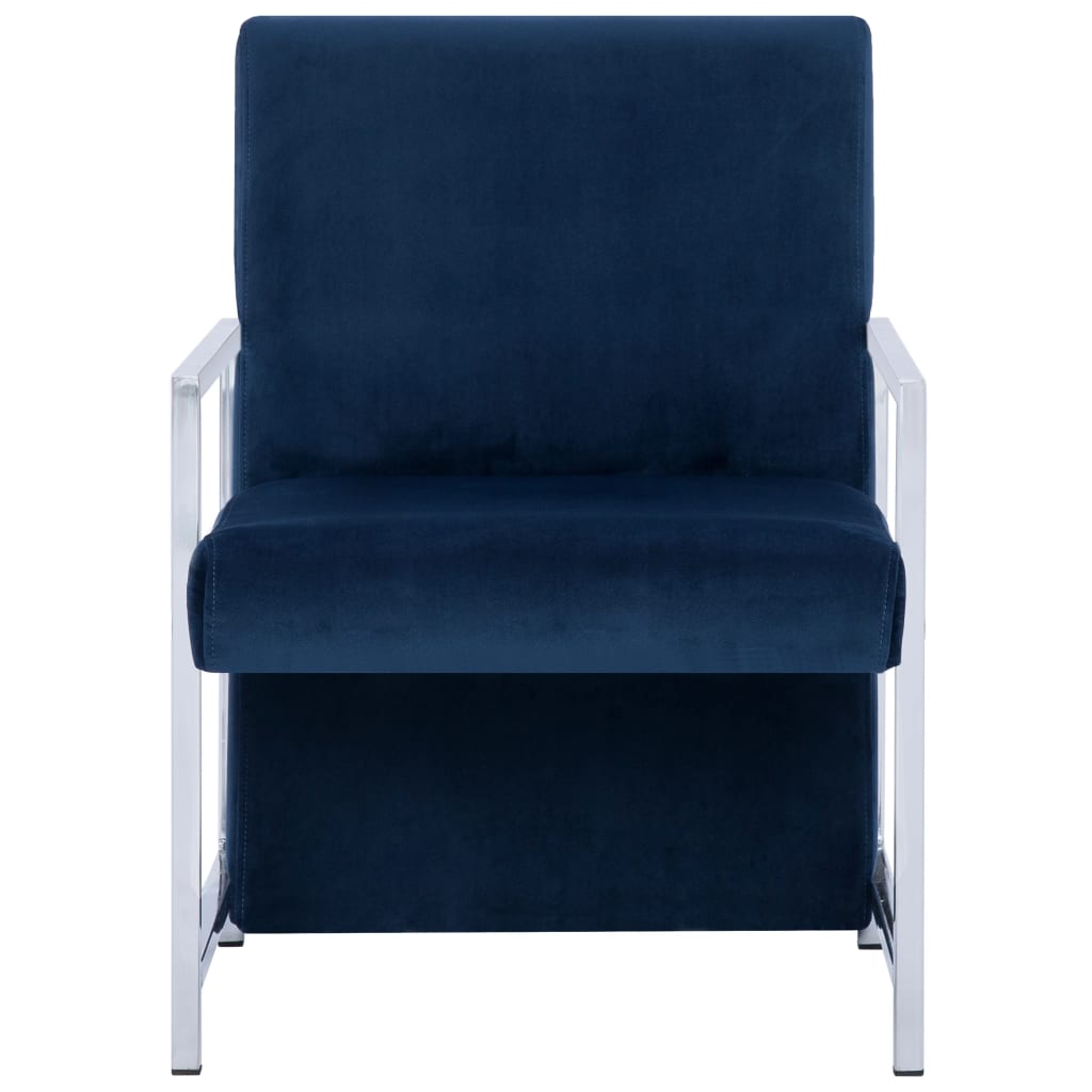 Fauteuil met chromen poten fluweel blauw is nu te koop bij PeponiXL, paradijselijk wonen!