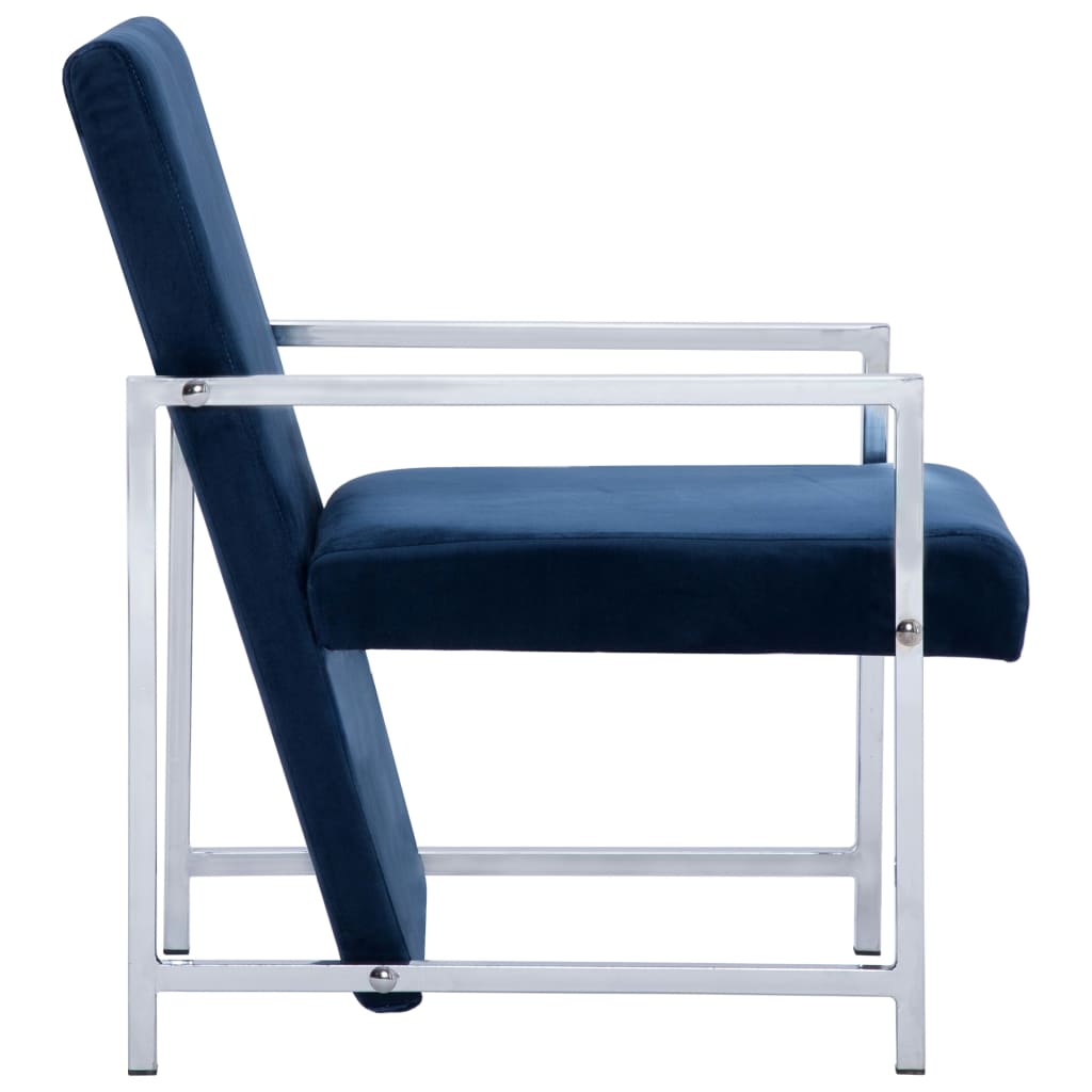 Fauteuil met chromen poten fluweel blauw is nu te koop bij PeponiXL, paradijselijk wonen!