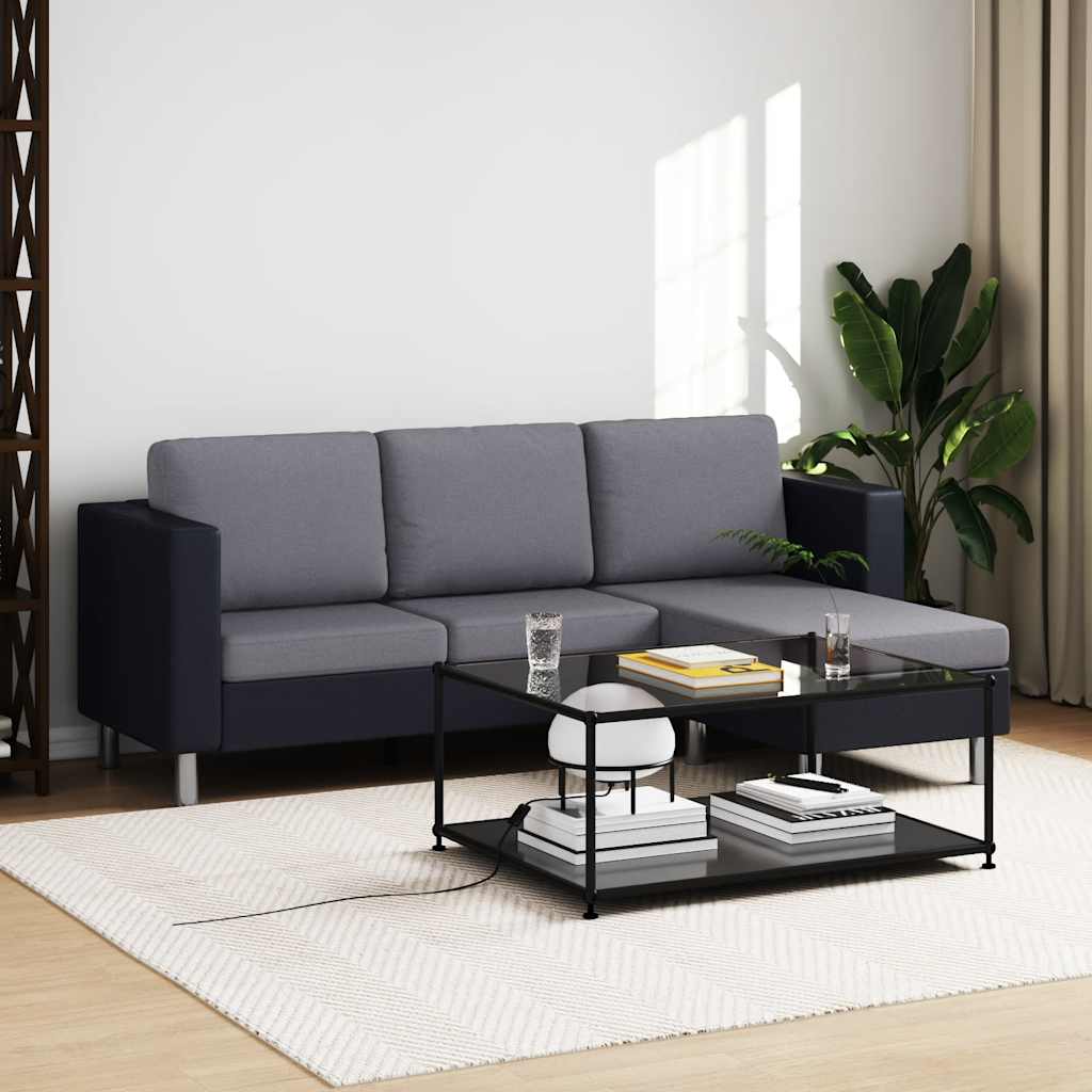 Driezitsbank met kussens kunstleer zwart is nu te koop bij PeponiXL, paradijselijk wonen!