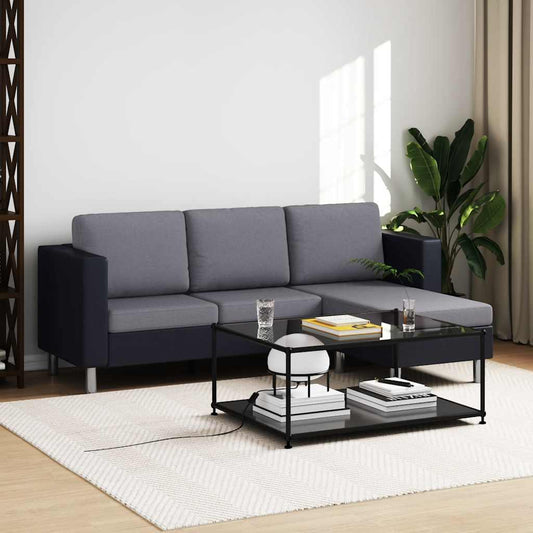 Driezitsbank met kussens kunstleer zwart is nu te koop bij PeponiXL, paradijselijk wonen!